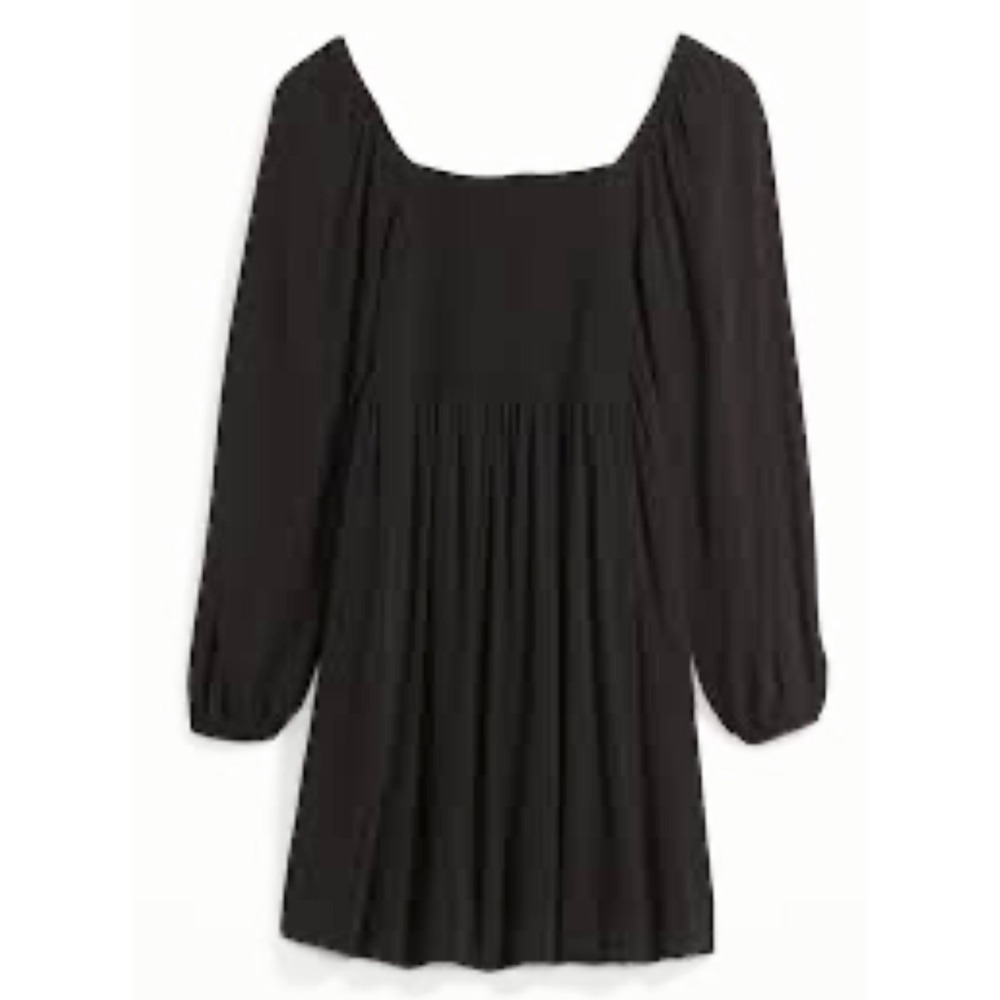 Gap Babydoll Puff Sleeve Smocked Mini Dress 2XL Black Square Neck Milk Maid - Picture 1 of 14
